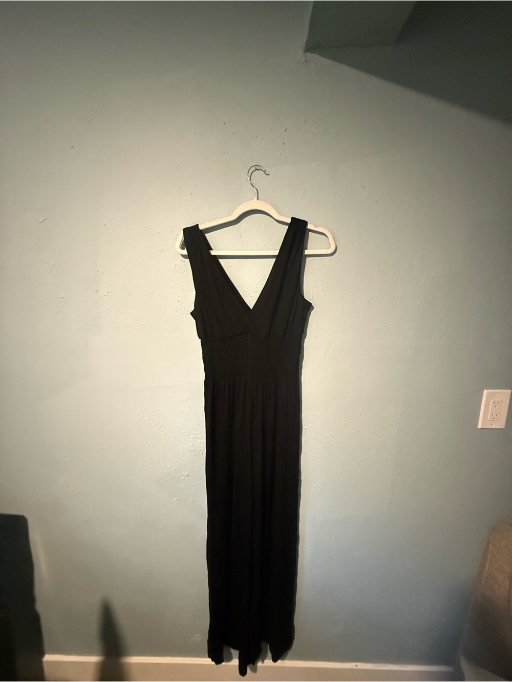 Trina Turk Cotton Classic Black V-Neck Maxi Jumpsuit 4 - Women's